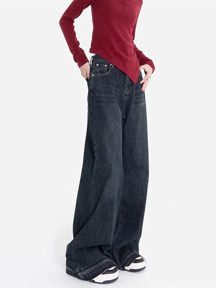 

2022 Y2k New High Waist Straight Leg Jeans Woman Simple Style Casual Cotton Denim Wide Leg Pants Ladies Loose Streetwear Jeans
