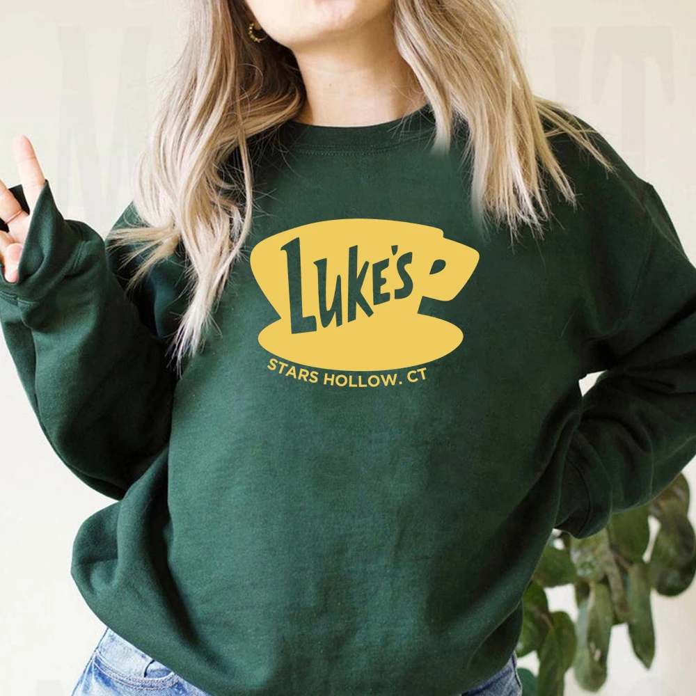 Retro Gilmore Girl Sweatshirt Vintage Lukes Diner Hoodie Star Hollow Pullover Women TV Show Gilmore Girl Crewneck Sweatshirts