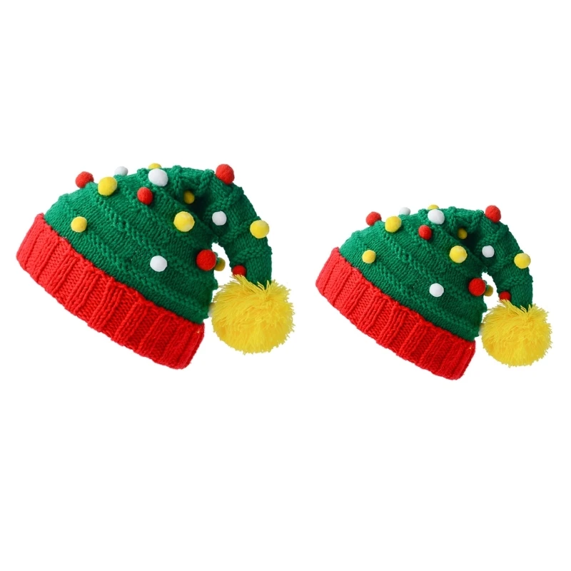 

Carnival Santa Thicken Beanie with Red&Green Color Adult Warm Thick Christmas Hats for Women Men Kids Gift