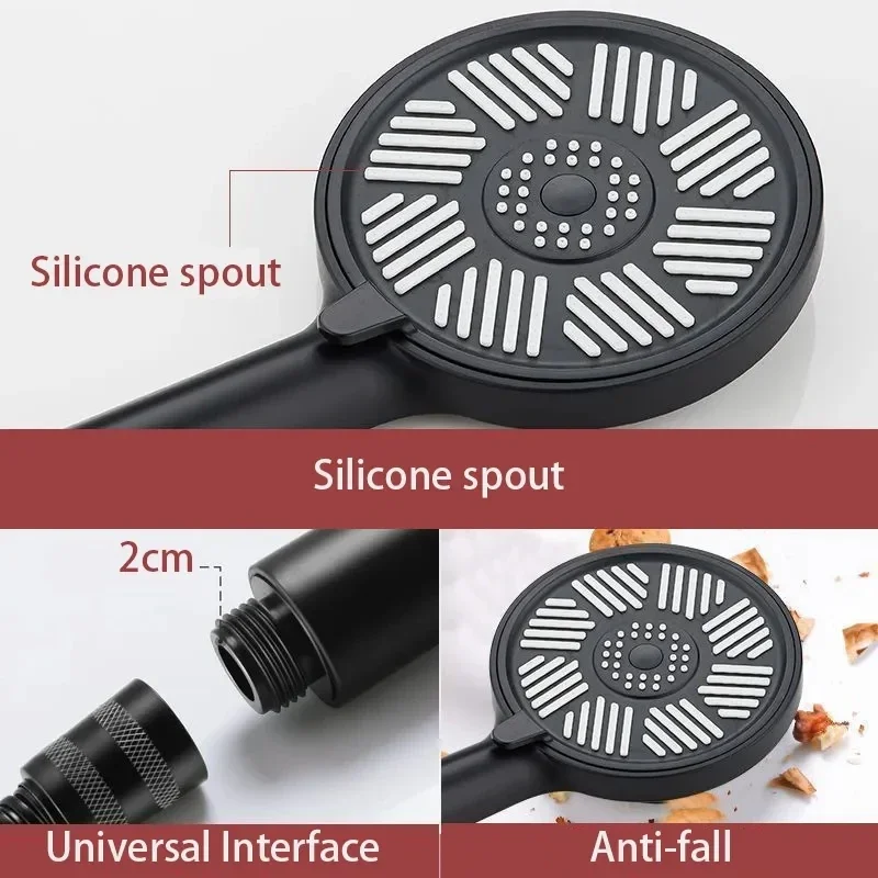 13cm Panel Shower Head with Handheld,High Pressure 3 Spray Mode Rainfall Showerhead Water Softener Anti-clog Nozzles Shower Head