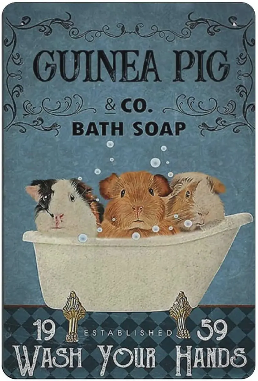 GuineaPigBathSoapWashYourHandsTinSignsRetroFunnyMetalSign