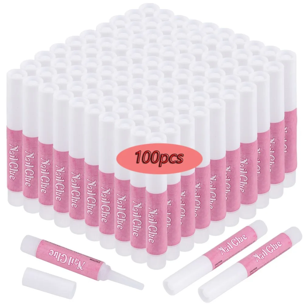 100/50PCS Mini Nail Glue for Acrylic Nail Tips Fast Drying Super Adhesive Rhinestone Bond Glue Long Lasting Liquid Glue (2g/pcs)