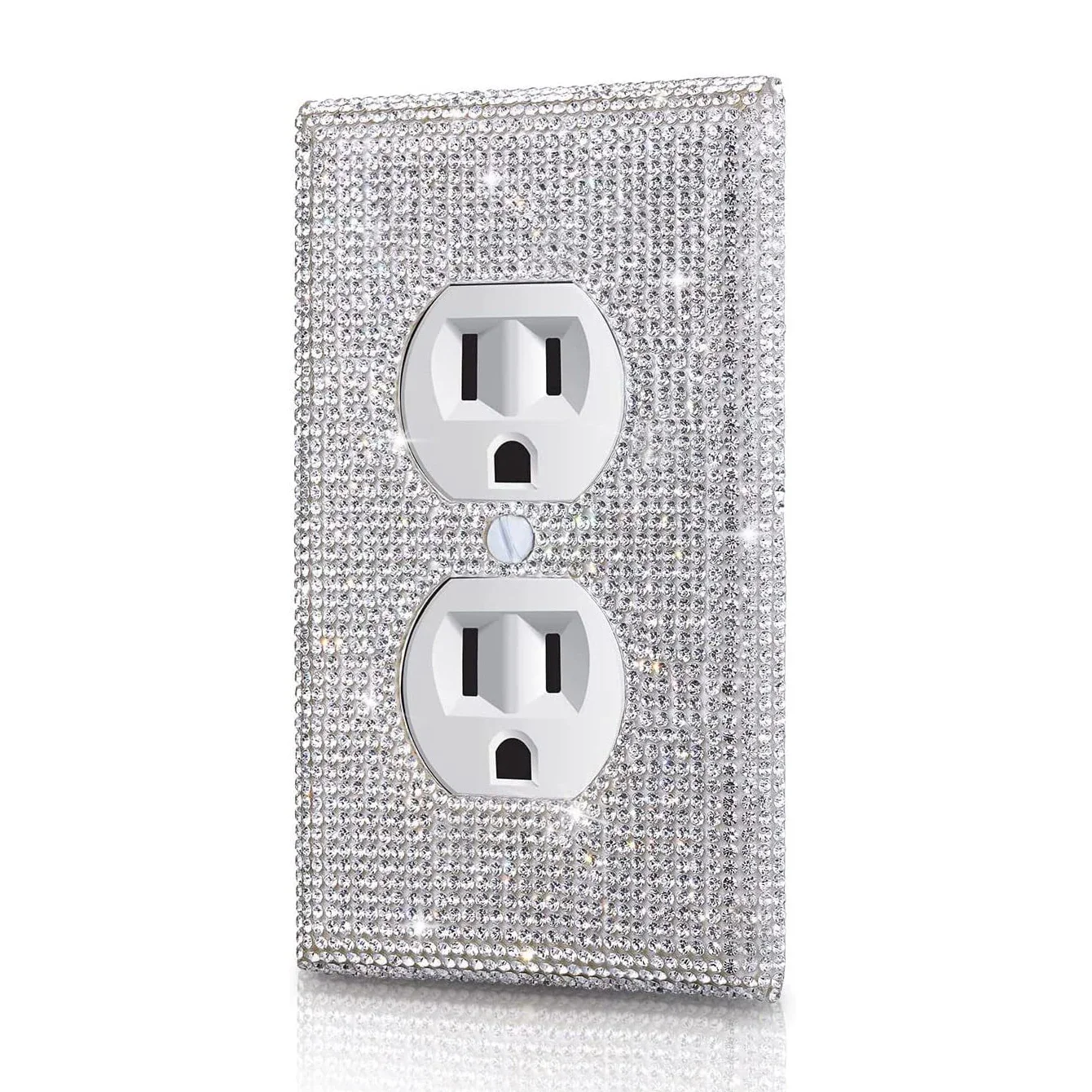 Light Switch Cover 1pc Shiny Silvery Rhinestones Wall Plates Light Switch Cover Duplex Switch Cover One Rocker / Single Toggle Cover