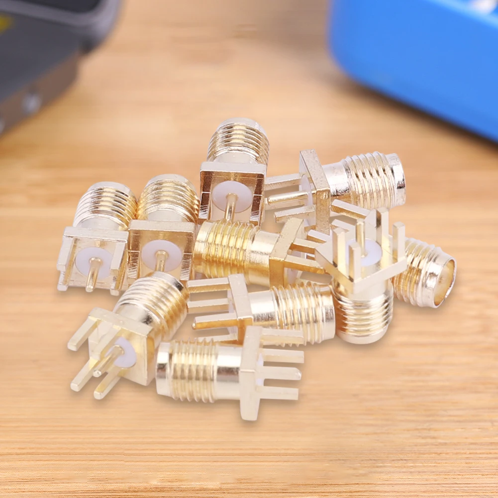 10 Pcs SMA Female Jack Adapter 50 Ohm SMA Female Base Socket Jack Brass Solder PCB Board Edge Mount Adapter