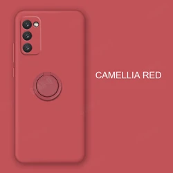 Liquid Silicone Ring Holder Phone Case with Built - in Stand and Enhanced Grip - A32 4G (ZH Camellia red)
