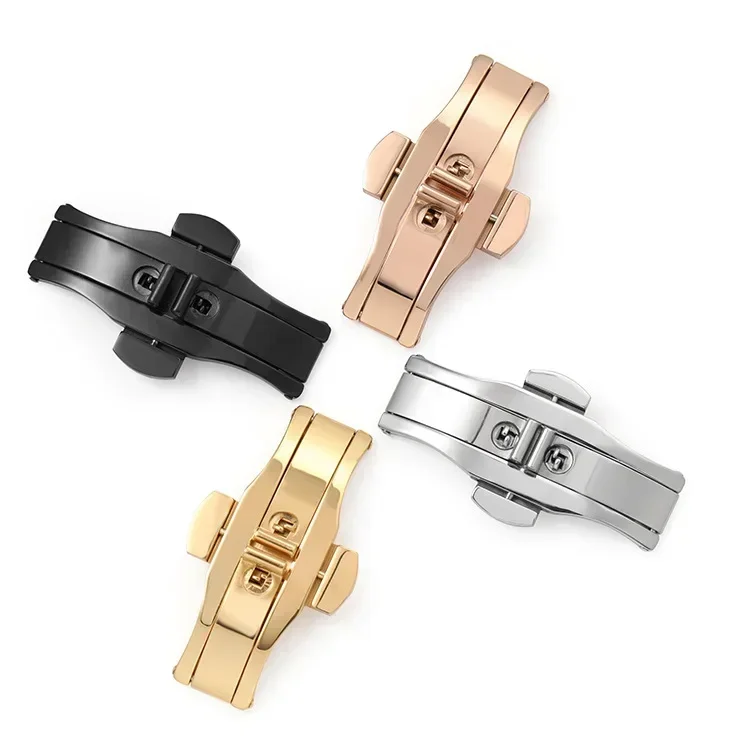 Stainless Steel Butterfly Deployment Buckle with Double Click Clasp
