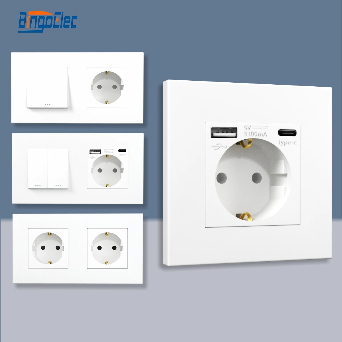 Bingoelec Interruptores Mecânicos com Painel de Plástico Tomada de Parede Botão Interruptor 16a ac 110v250v 86 mm x 86 mm Gang Way