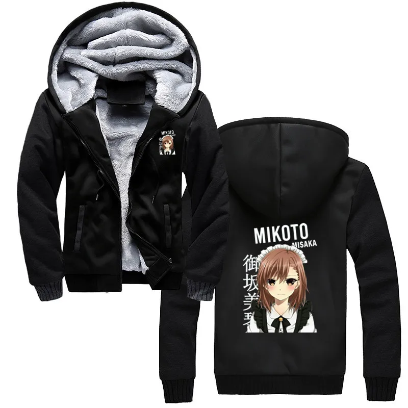 

Misaka Mikoto Maid Outfit Hoodie Cotton Anime A Certain Magical Index Zipper Sweatshirt Men Women Winter Thicken Clothing Jacket