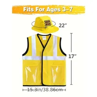 Costume de gilet de travailleur de la Construction pour tout-petits, ensemble de jeu de 5 pièces pour travailleurs, gilet réfléchissant jaune avec outils, déguisement de fête 3