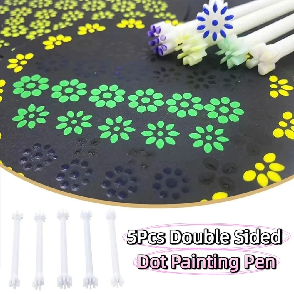 5Pcs 10 꽃잎 모양 꽃 패턴 도트 도구 세트 크리 에이 티브 3D 인쇄 만다라 도트 아트 도구 수제 다목적
