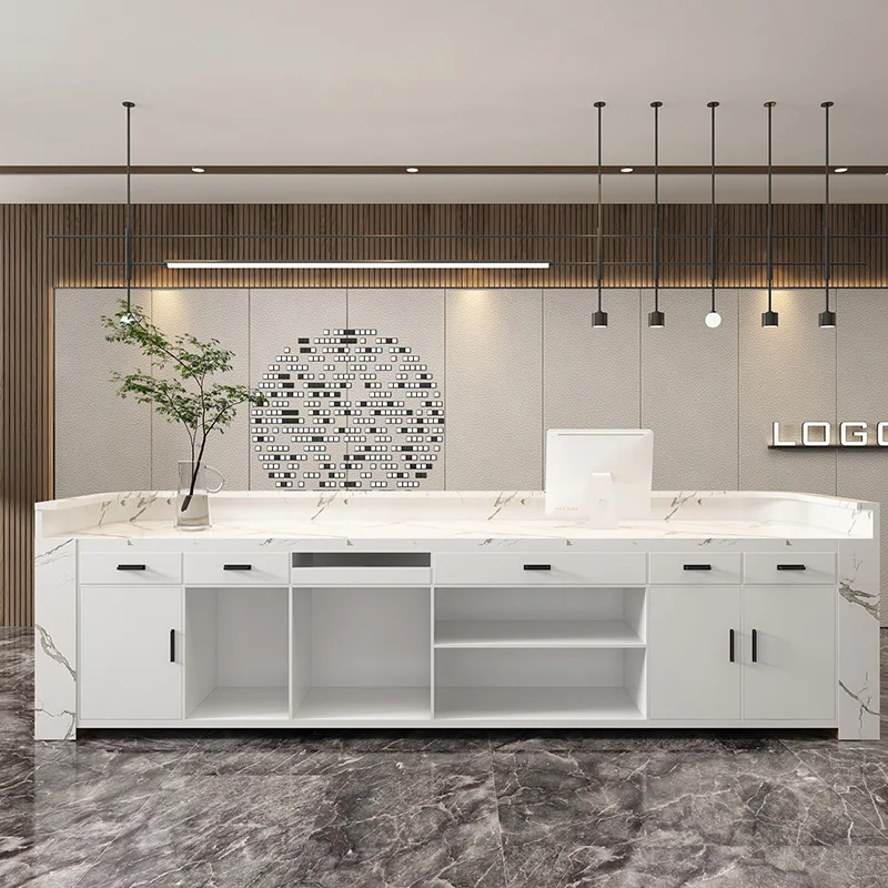 Nordic Company Front Desk Hotel Reception Desks Simple Modern Beauty Salon Health Club Commercial Bar Table Shop Cash Register