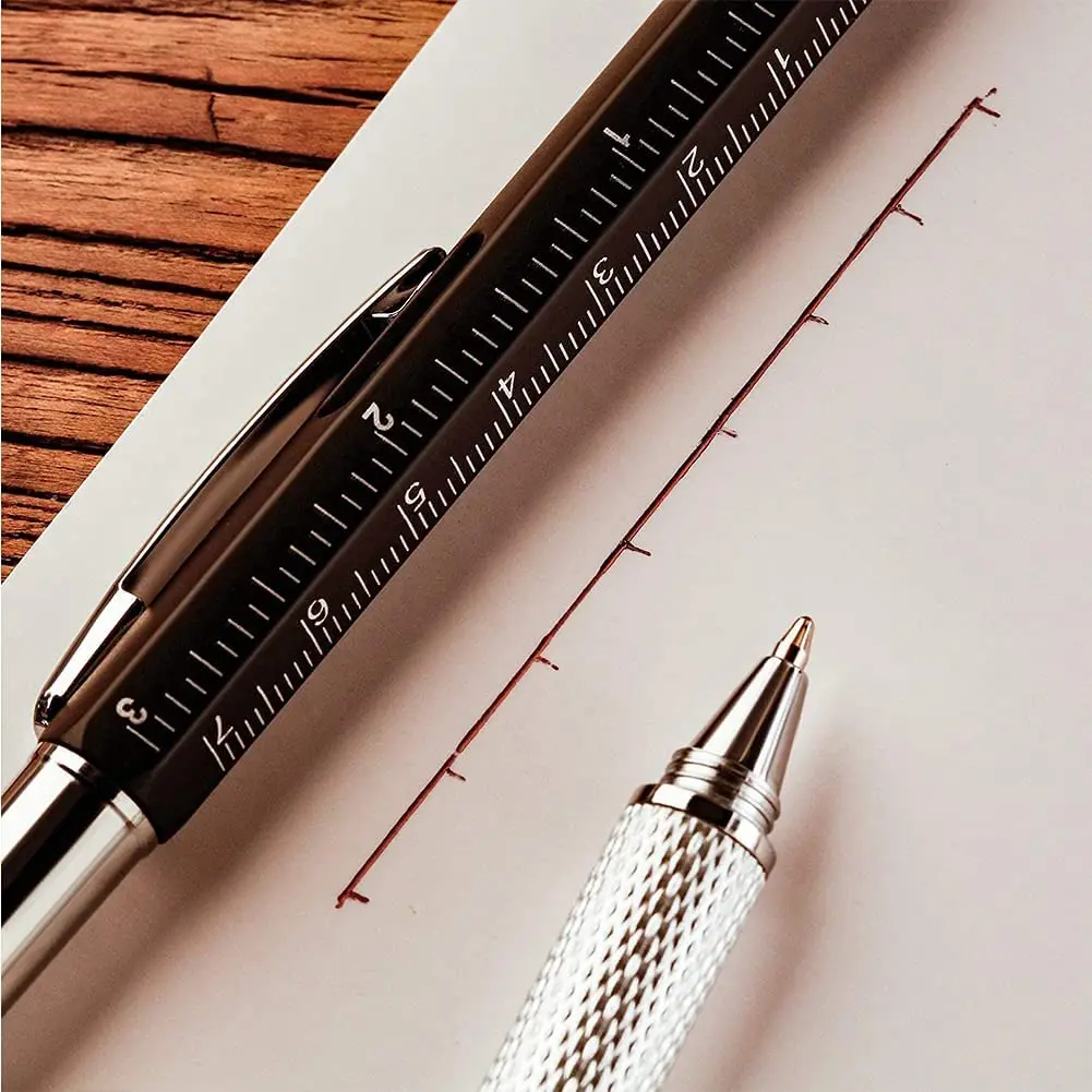 Multifunction Pen Ink Ballpoint Pen Multifunction Ballpoint Pen Modern Handheld Tool Measure Technical Ruler Screwdriver Touch Screen Multi Stylus Spirit Level