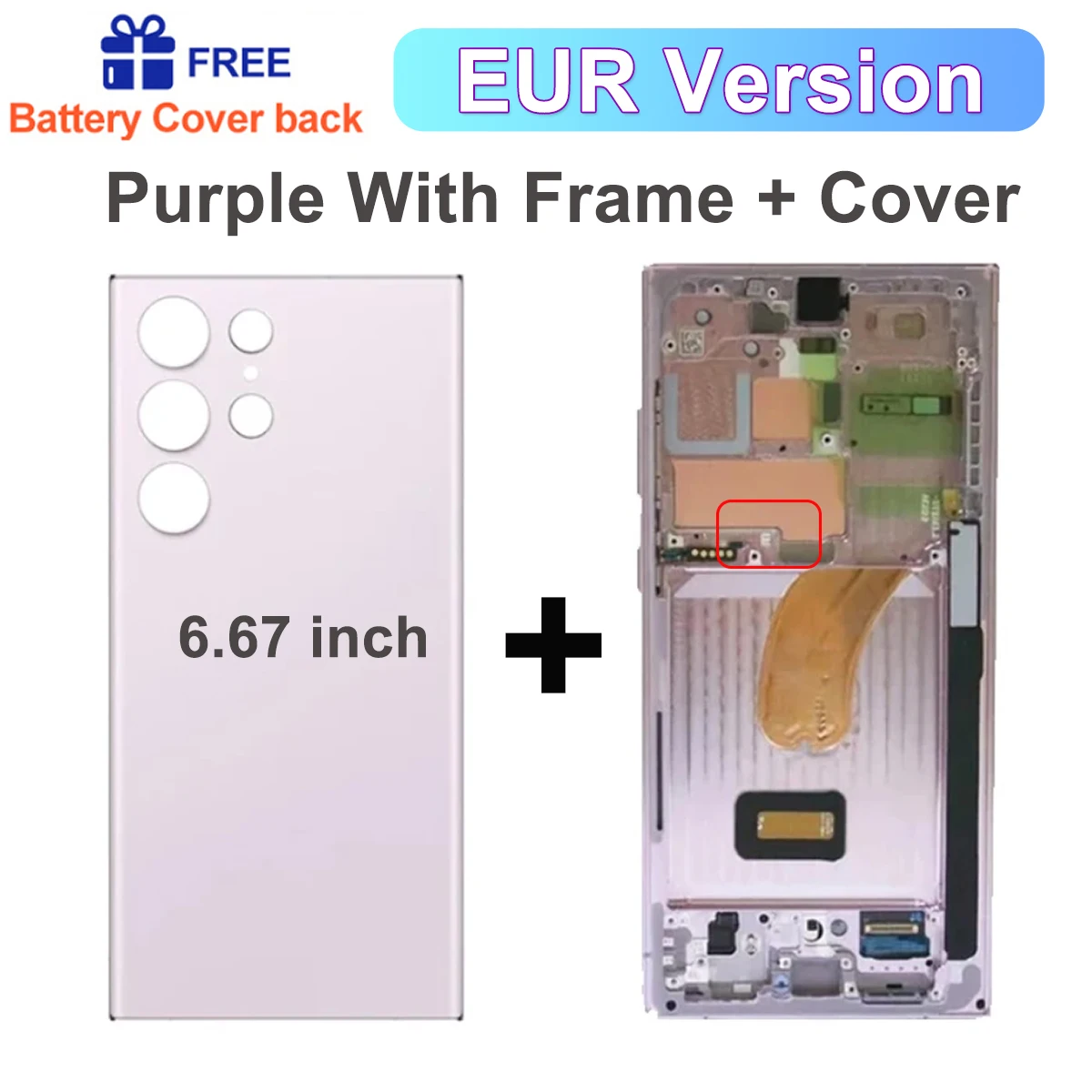Reemplazo De Pantalla Original Para Samsung Galaxy S23 Ultra Para Samsung S918 S918B SM-S918U SM-S918W Pantalla LCD Táctil Digitalizador De Vidrio Asamblea Piezas De Reparación (azul Con Marco