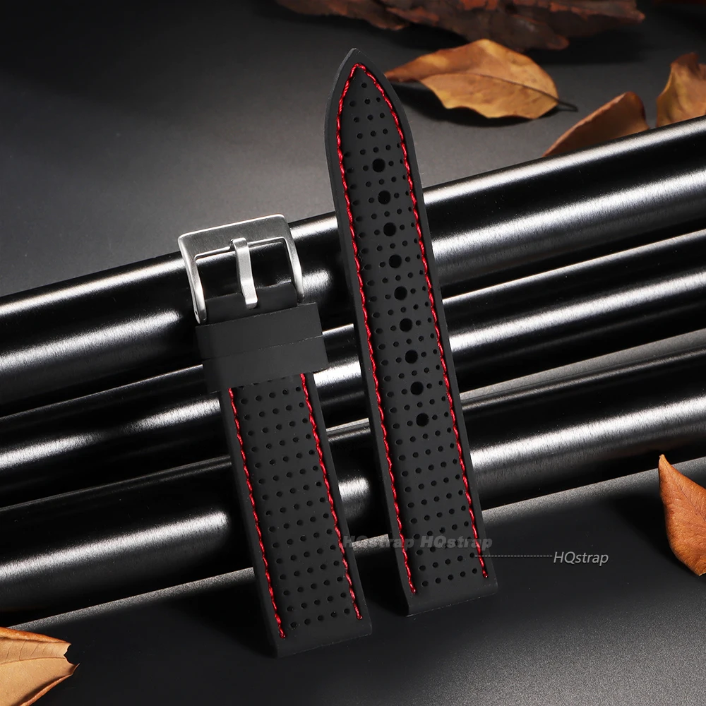 Breathable Waterproof Silicone Sports Watchband - Soft Rubber Universal Wrist Strap Accessory