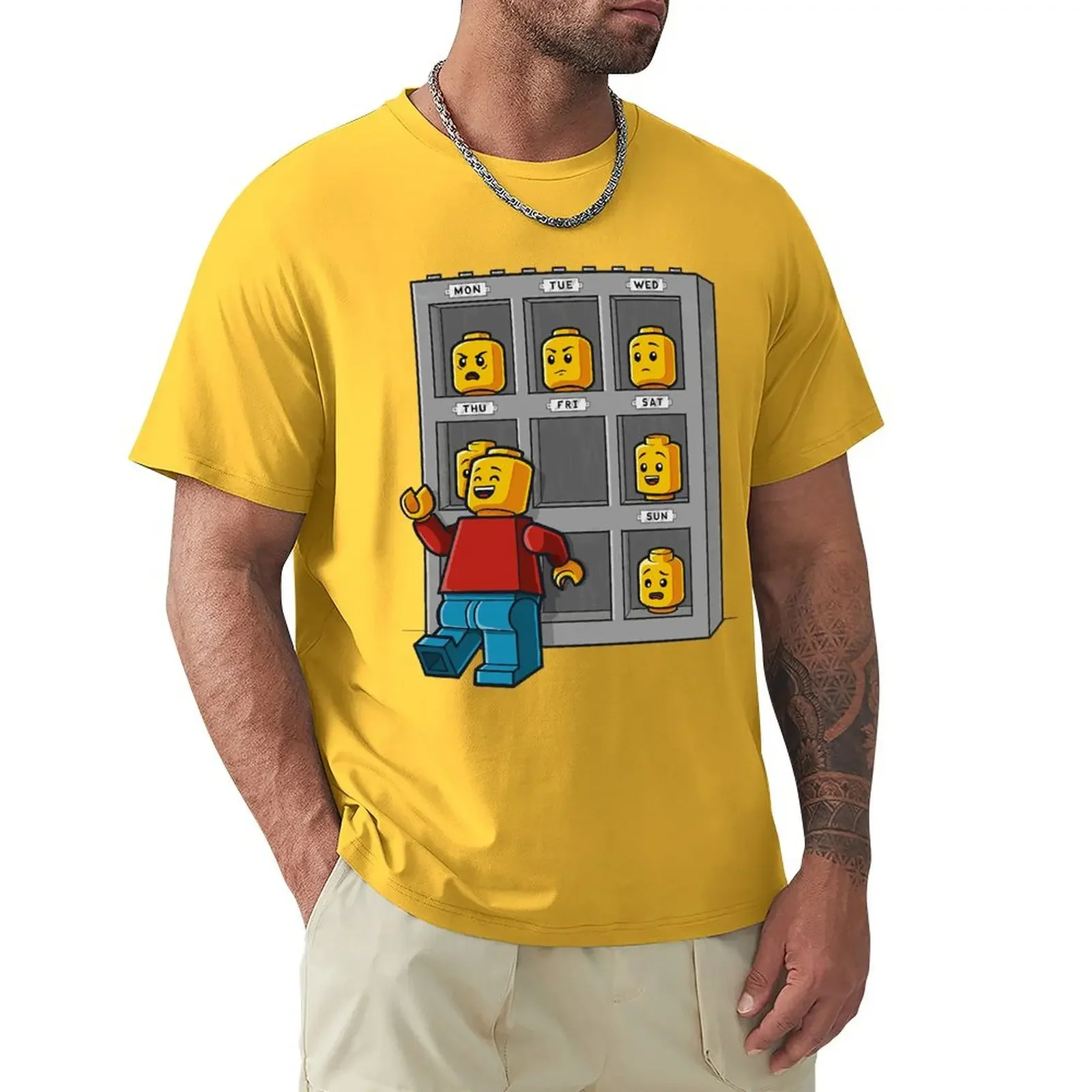 Camiseta gráfica de cara Lego, Tops de moda, regalo de cumpleaños