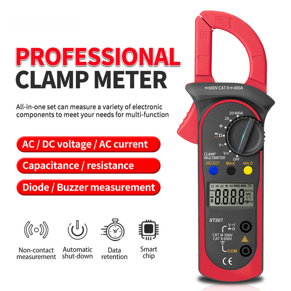 ANENG ST201 Digital Professional Multimeter Clamp Ammeter Transistor Capacitor Tester Power Test Automotive Voltage Tester