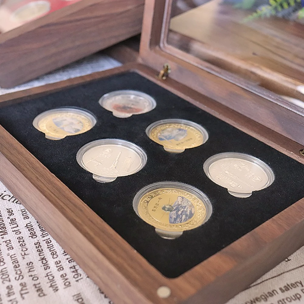 Black Walnut Wood Commemorative Coin Storage Box Gift Packaging Wooden Collection Box