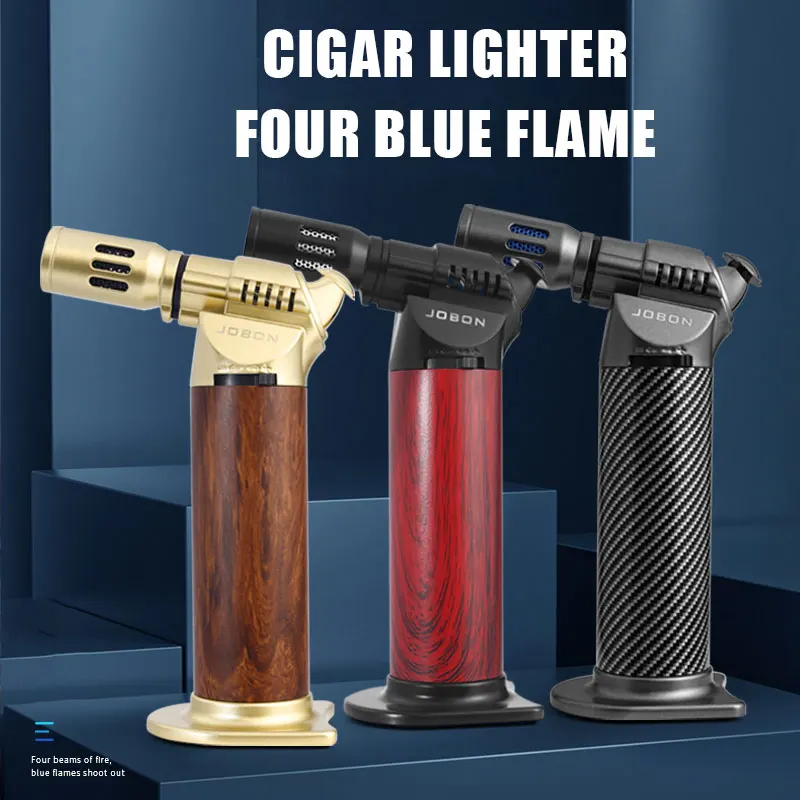 

JOBON Multifunctional Gun Lighter Four Blue Flame Adjustable Flame Safety Lock Design Recycled Inflatable Camping Ignition Tool