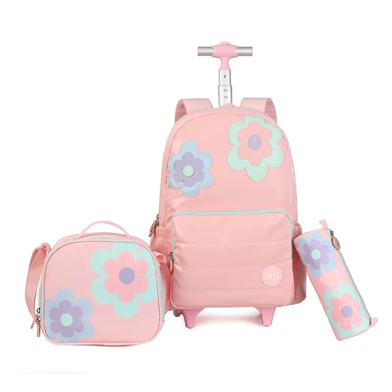 Children Rolling School Backpack For Teenagers Girls Travel Luggage Trolley School Bag Set Wheeled Backpack Students Book Bag 1