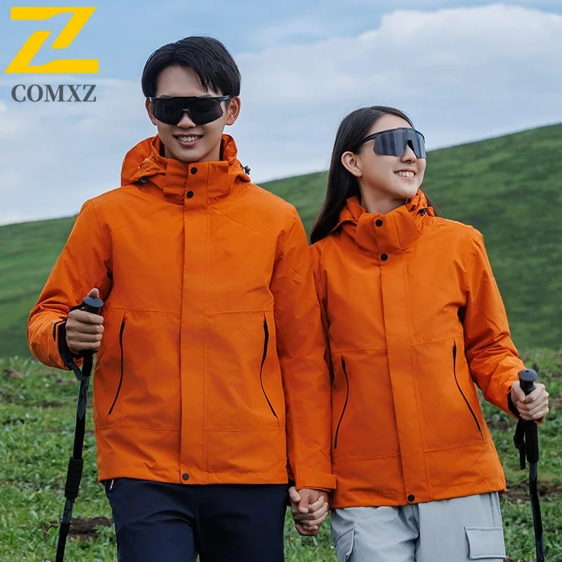 COMXZ Thickened Outdoor Mens Jacket Skiing Cold Protection Warm Parka Minimalist Hooded Comfortable Autumn Wear Outerwear