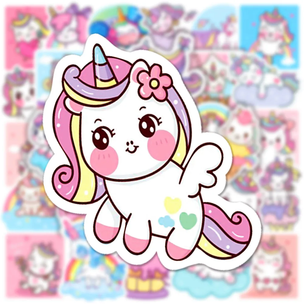 50/100 Stück süße Einhorn-Aufkleber für Kinder, Wasserflasche, Laptop, Scrapbooking, Pad, Telefon, Kawaii-Geschenke für Mädchen, Teenager, Erwachsene