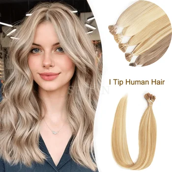 Honey Blonde I Tip Hair Extensions Natural Real Human Fusion Hair Extensions Little Thin Keratin Hair 14-20 inches 30g No Rings