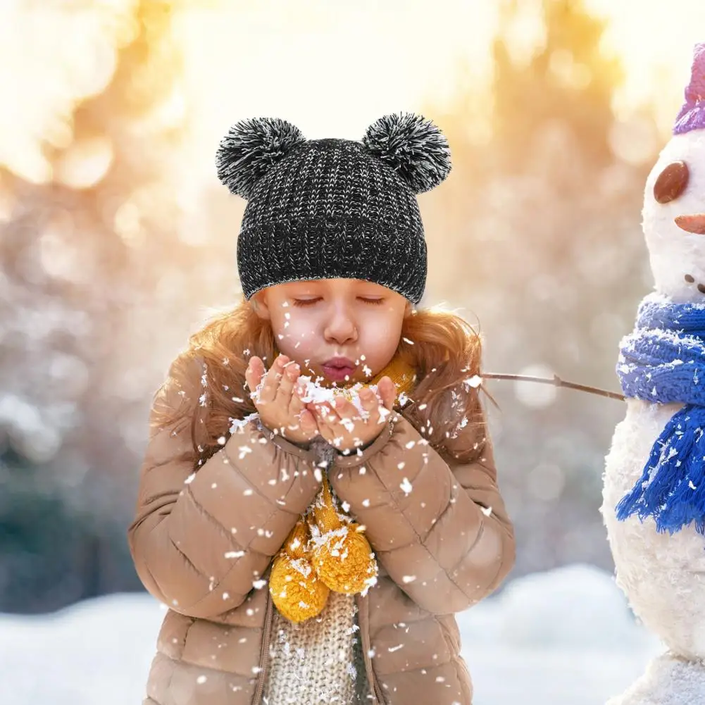 Kids Winter Hat Set Kids Thermal Lined Beanie Gloves Scarf Warm Plush Knitted Children's Hat Scarf Glove Set with for Boys