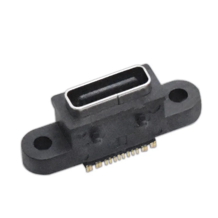 1pc usb 3,1 typ-c buchse 16p patch schrauben löcher doppel ohren position ierungs pfosten 5a strom ipx8 usb 3,1 wasserdichter stecker smt