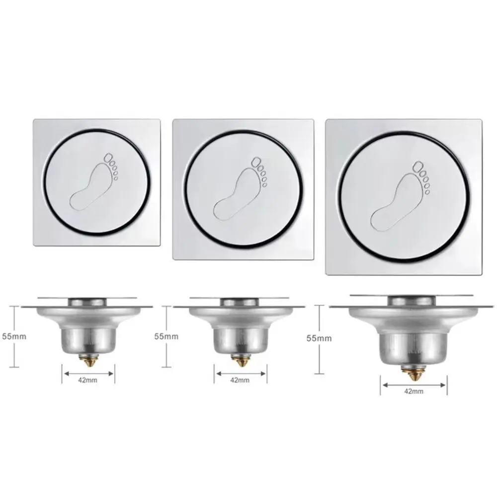 Creative Round Sewer Pop Up ท่อระบายน้ําชั้นเท้าที่ถอดออกได้เท้าควบคุมท่อระบายน้ําชั้นสแควร์ Anti-กลิ่นห้องน้ําฝักบัวท่อระบายน้ําฝาครอบ 1