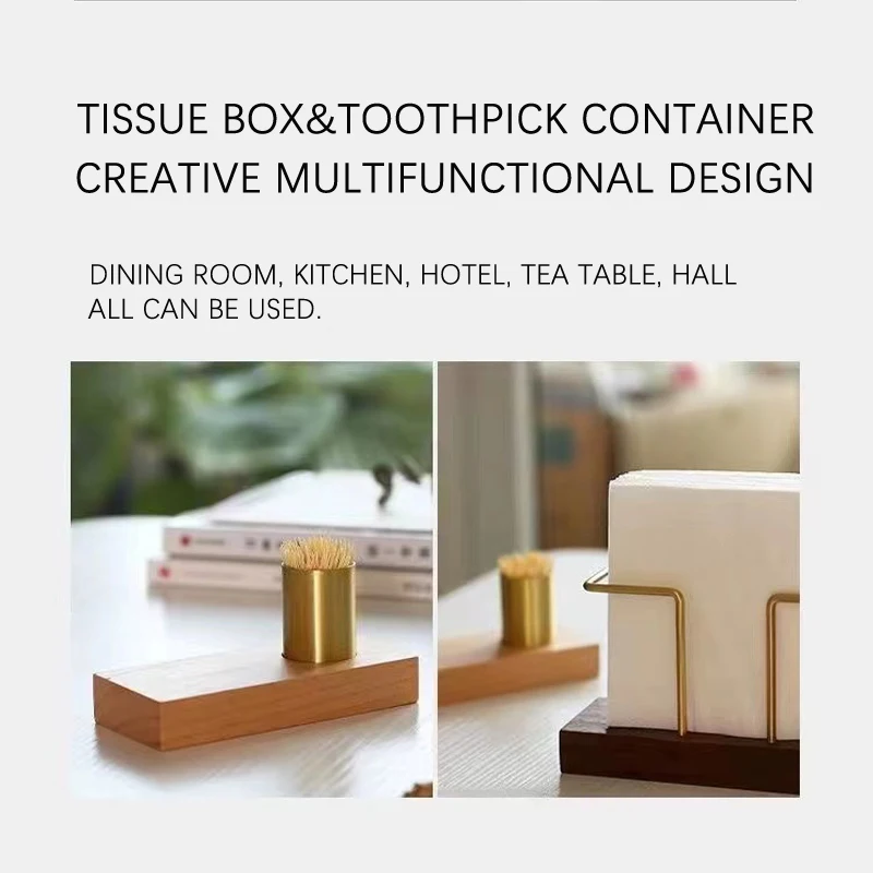 Creative Wooden Tissue Holder Toothpick Holder Multifunctional Kitchen Restaurant Hotel Bar Coffee Shop Desktop Storage Box