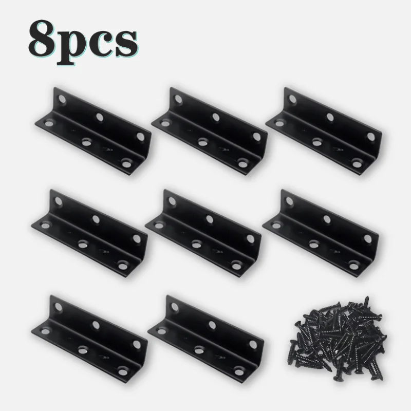 Heavy-Duty Black Stainless Steel L-Shaped Corner Bracket