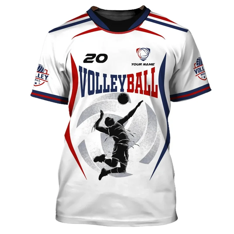Volleyball-T-Shirt mit individuellem Namen für Männer und Frauen, neu in Übergröße, Sport-T-Shirts für Volleyball-Teams, Geschenk für Volleyballspieler – Detail 5