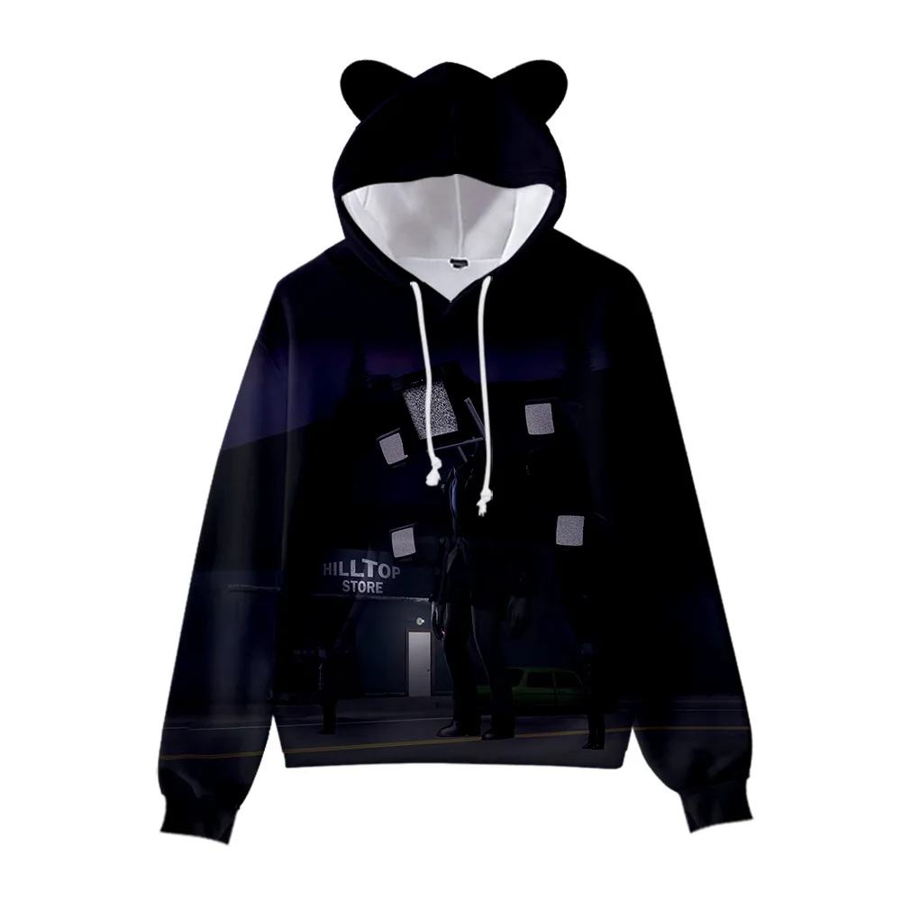 Skibidi 변기 변기 고양이 귀 풀오버 후드 맨투맨, 느슨하고 다목적 맨투맨 용수철 및 여름