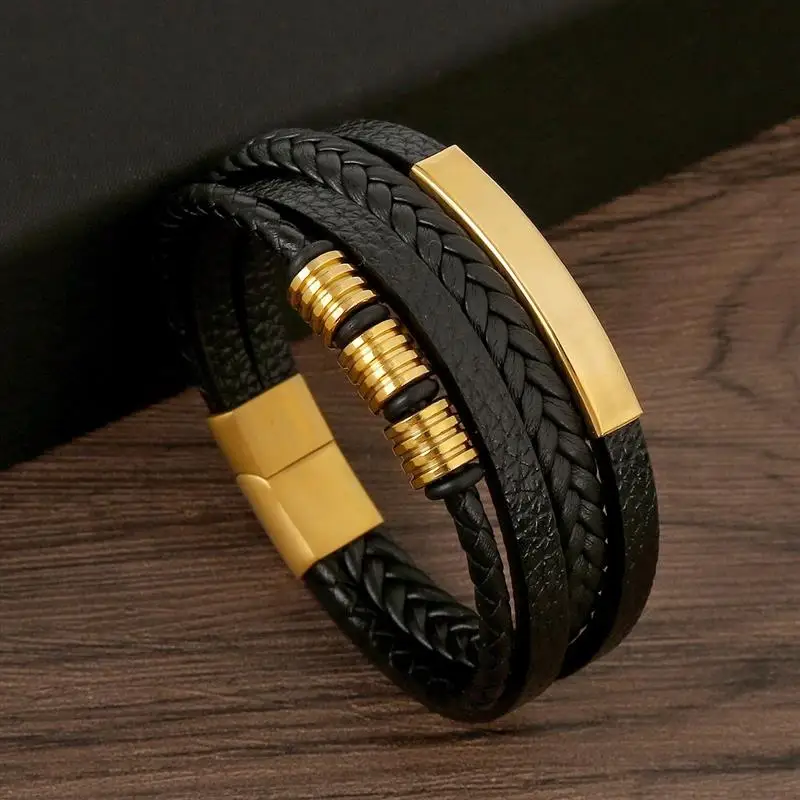 Classic Men's Leather Bracelet New Style Hand-woven