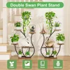 2 Pack Indoor Plant Stand with Grow Lights, Swan-Shaped Metal Flower Display Rack, 6 Tiered Corner Plant Stand 6