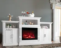 Electric Fireplace with Mantel,Fireplace TV Stand for TVs Up to 85'',Modern Entertainment Center,Storage,TV Console with Shelves 1