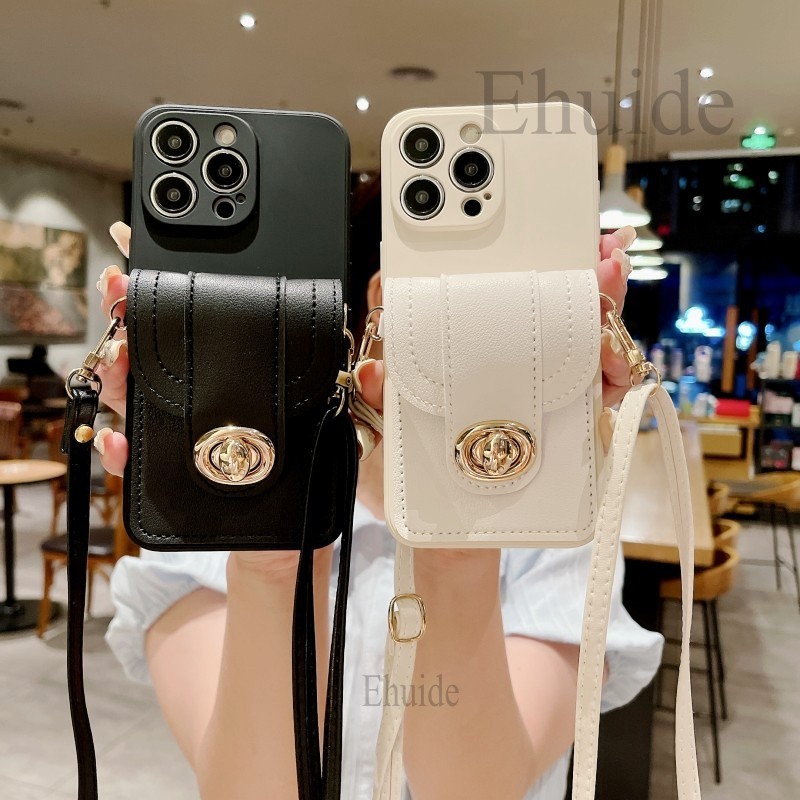 Wallet Case for iPhone 16 15 Pro Max 14 Plus 13 12 Mini 11 Pro X XS Max XR 7 8 Crossbody Strap Lanyard Leather Bag Card Cover