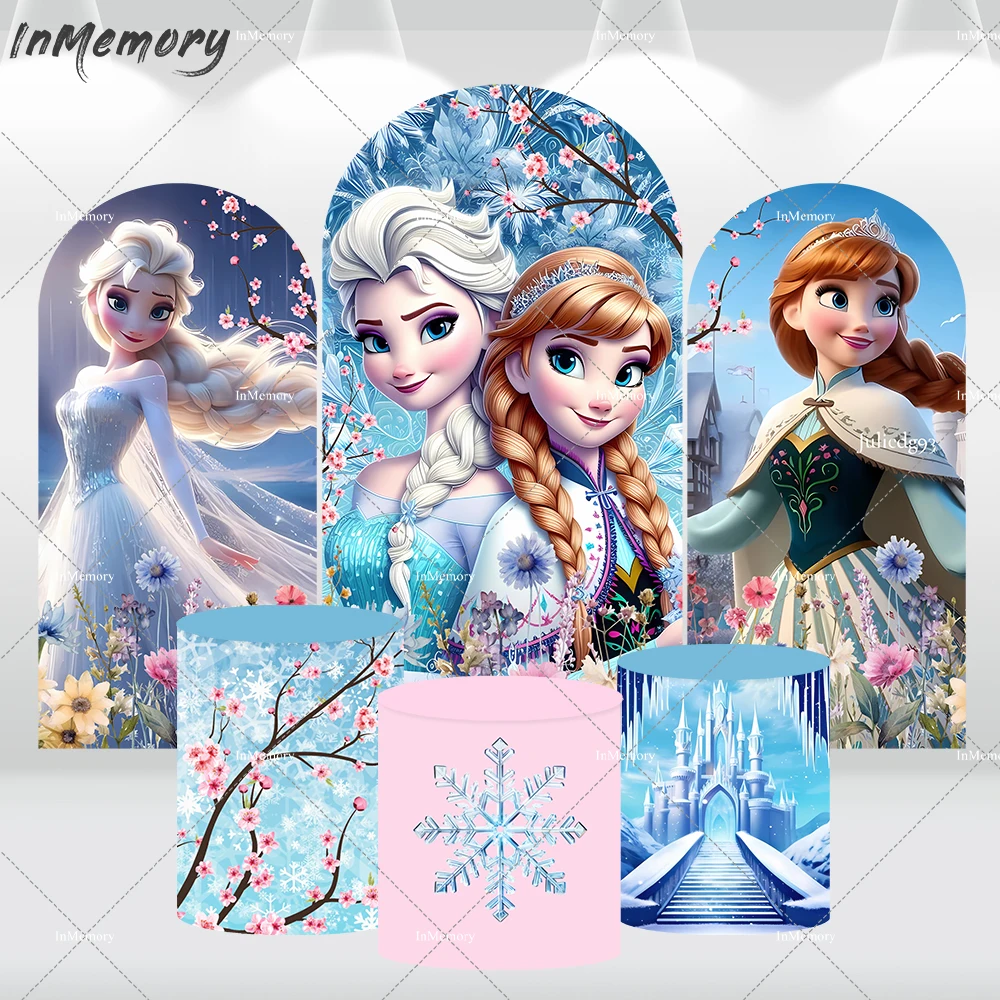 

Winter Frozen Elsa Princess Chiara Wall Arch Cover Happy Birthday Backdrop for Girls Background Party Baby Shower Table Banner