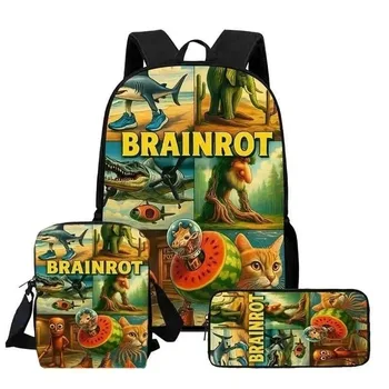 Tralalero Tralala Zaino Astuccio per matite Borsa per il pranzo Carino Tungtung Sahur Brainrot Borse da scuola per bambini Astuccio per cancelleria Pacchetto Bento 1