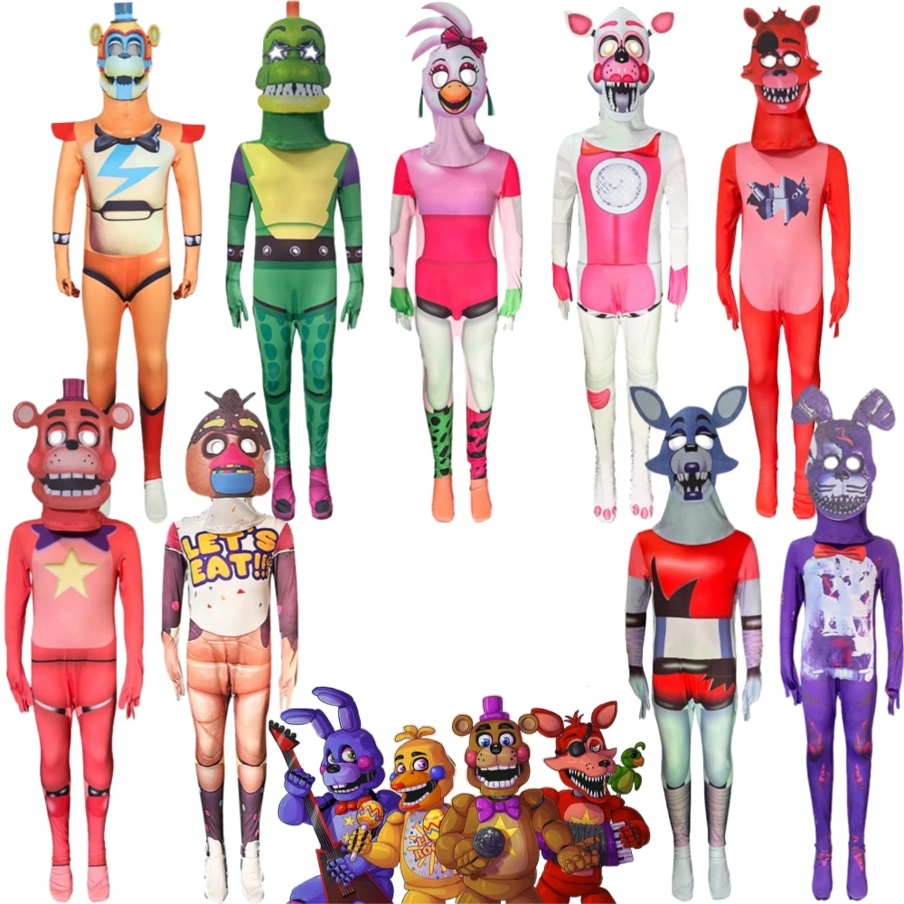 Gioco Five Nights Freddy Fazbear Bonnie Rabbit Chica Chicken Foxy Pirate Cosplay Costume Anime Horror Body Halloween Suit