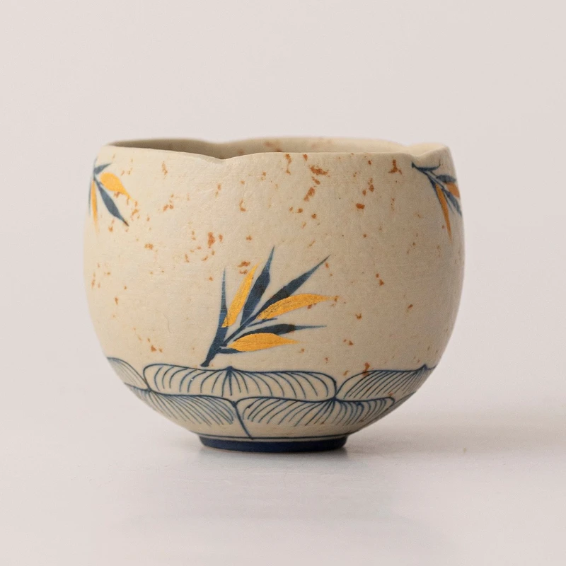 Caramel Glaze Hand-painted Bamboo Gaiwan Retro Tea Tureen Tea Bowl With Lid Kit Tea Maker Cover Bowl Chinese Tea Set Gift