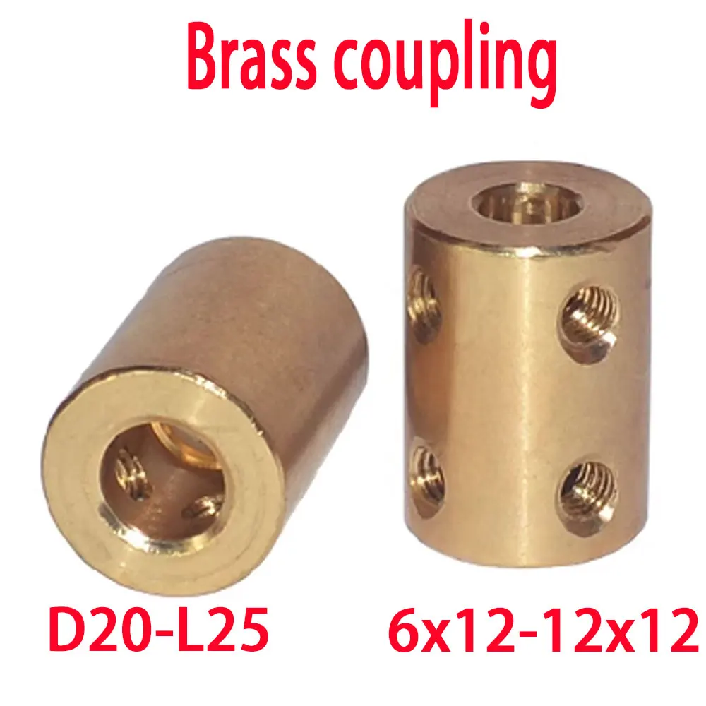 1PC D20 L25 brass rigid coupling hole 2/2.3/3.17/4/5/6mm with top line, used for shaft motors in vehicle, ship, and aircraft mod