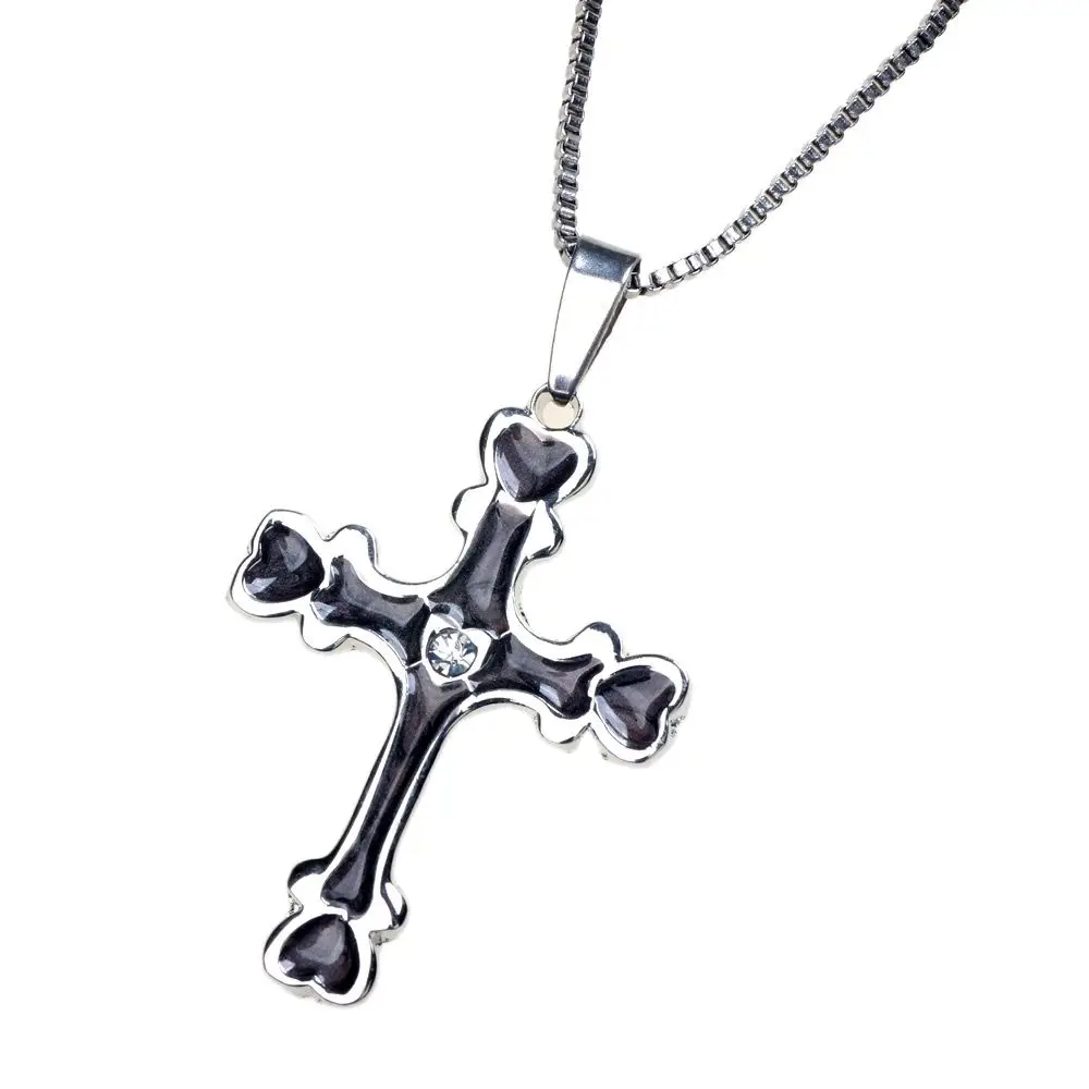 

New Retro Cross Pendant Necklace Men Ladies Fashion Stainless Steel Box Chain Summer Necklace Jewelry Festival Birthday Gift