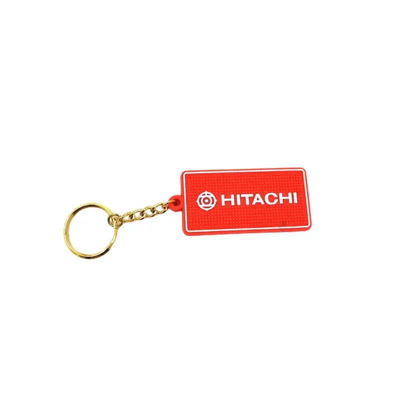 Hitachi caterpillarO kobelco excavator Car keychain Keychain key ring Rubber rectangular chain plate yellow pendant