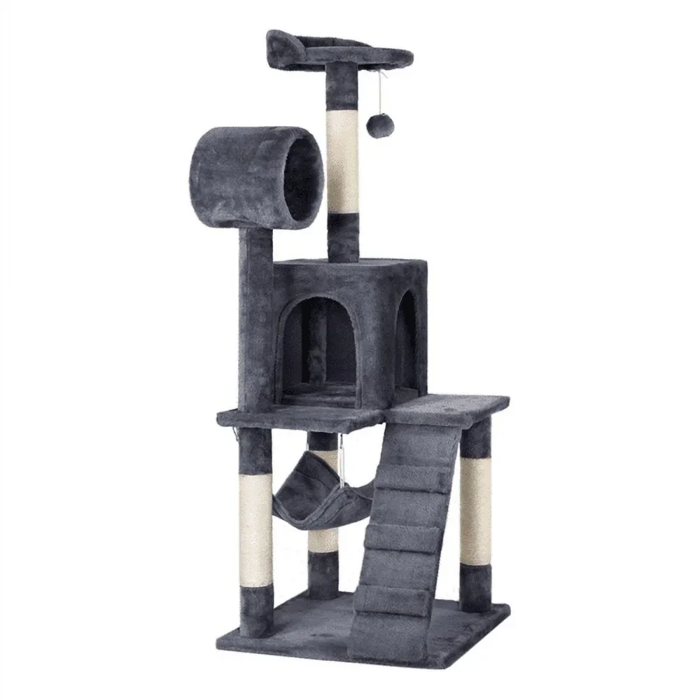 

SmileMart 51" Cat Tree with Hammock and Scratching Post Tower, Dark Gray