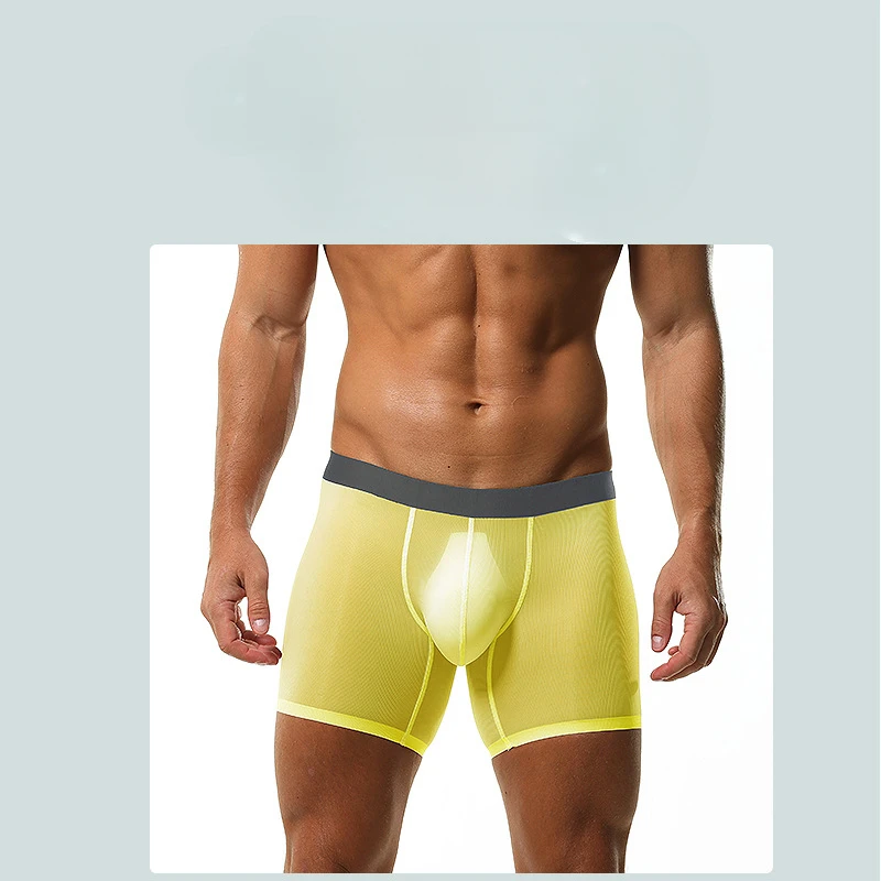 

Men Trunks Ultrathin Transparent Sports Underwear Extended Anti Wear Crotch Panties Quick Drying Thin Bulge Pouch Boxer