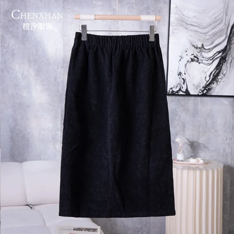 

2023 Thick Comunting Skirt Midi Knitted Pencil with High Waist Versatile for Autumn and Winter Women Half H762