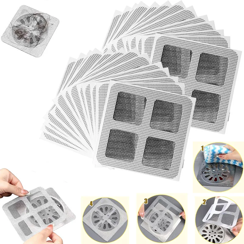 10pcs Disposable Shower Drain Covers Anti-blocking Strainer Filter Mesh Stickers Sink Strainer Hair Filter Bathroom Accessories 1