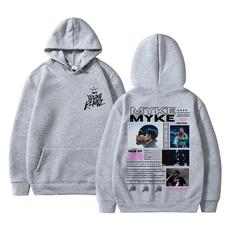 Rapper Myke Towers Graphic Hoodie Men Women Fashion Hip Hop Vintage Sweatshirt Men's Fleece Cotton Oversized Hoodies Tracksuit 4