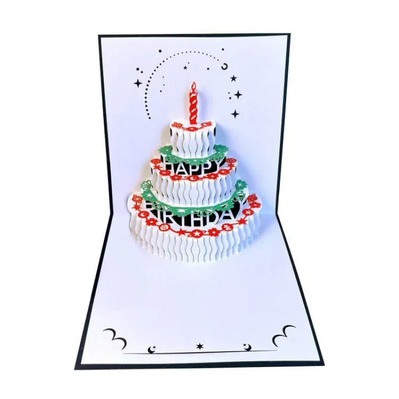 Greeting Cards 3D Birthday Cake Music Light PopUp Happy Birthday Decorations Creative Girl Gift